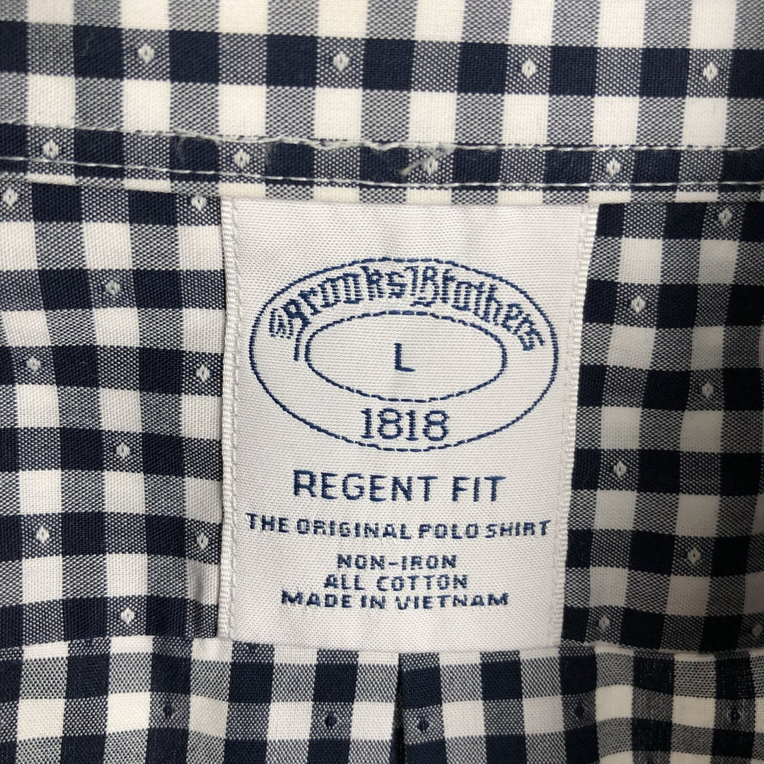 Brooks Brothers Est.1818 REGENT FIT Gingham Check Long-Sleeve Button-Down Check Shirt, Men's Size L (approx.) cotton black type Vintage Second Hand