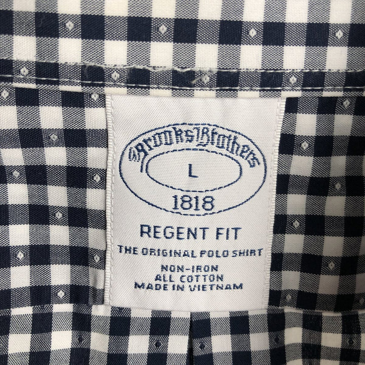 Brooks Brothers Est.1818 REGENT FIT Gingham Check Long-Sleeve Button-Down Check Shirt, Men's Size L (approx.) cotton black type Vintage Second Hand