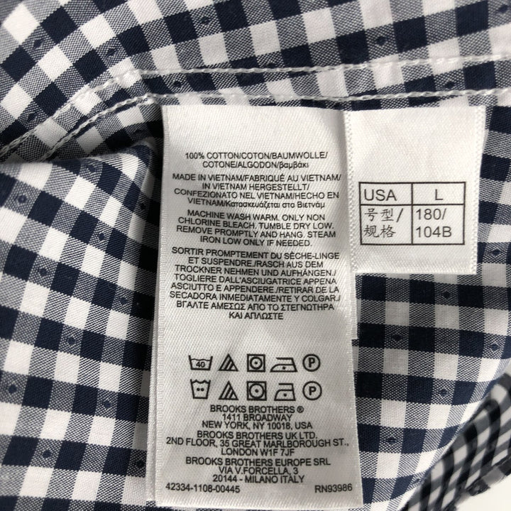 Brooks Brothers Est.1818 REGENT FIT Gingham Check Long-Sleeve Button-Down Check Shirt, Men's Size L (approx.) cotton black type Vintage Second Hand