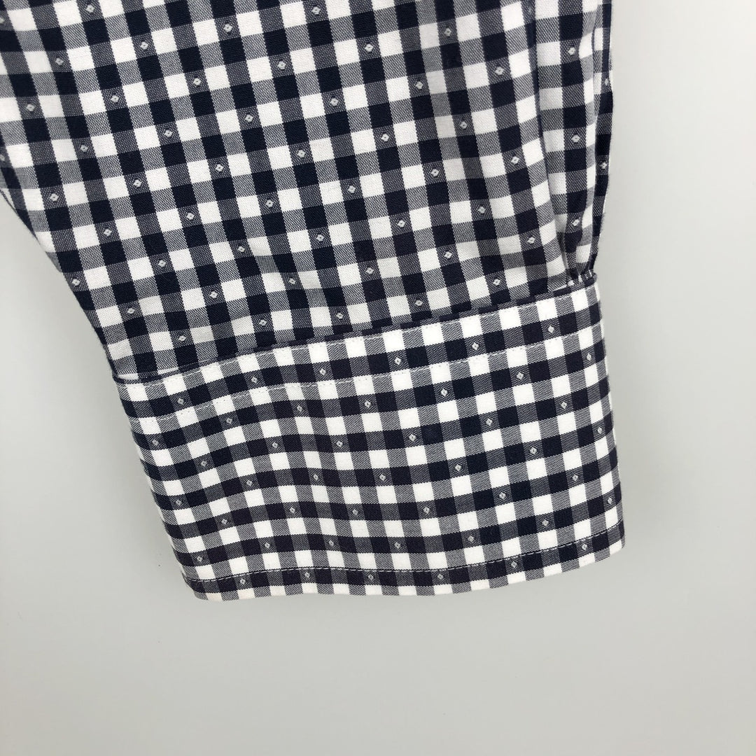 Brooks Brothers Est.1818 REGENT FIT Gingham Check Long-Sleeve Button-Down Check Shirt, Men's Size L (approx.) cotton black type Vintage Second Hand