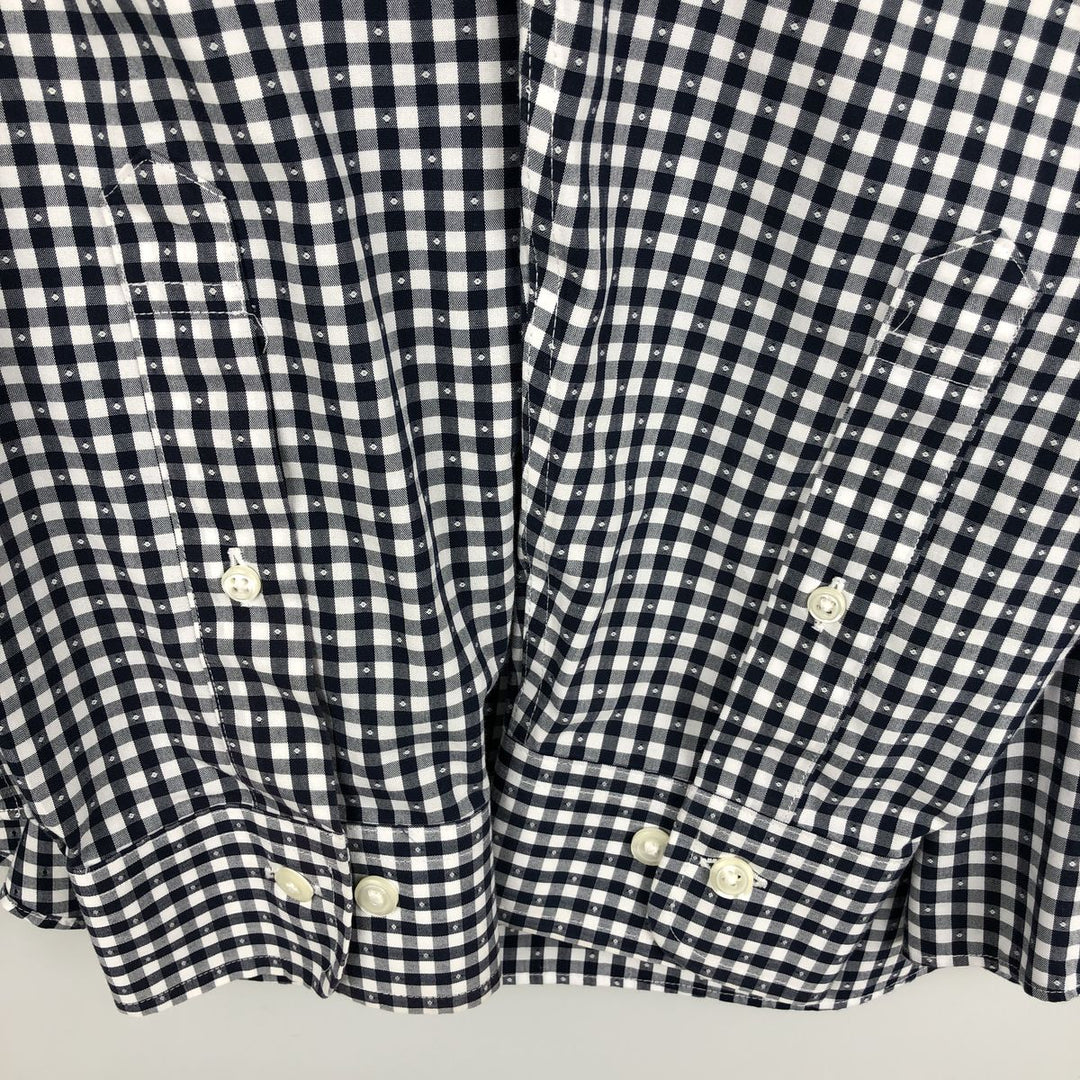 Brooks Brothers Est.1818 REGENT FIT Gingham Check Long-Sleeve Button-Down Check Shirt, Men's Size L (approx.) cotton black type Vintage Second Hand