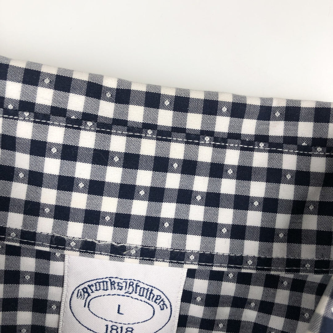 Brooks Brothers Est.1818 REGENT FIT Gingham Check Long-Sleeve Button-Down Check Shirt, Men's Size L (approx.) cotton black type Vintage Second Hand