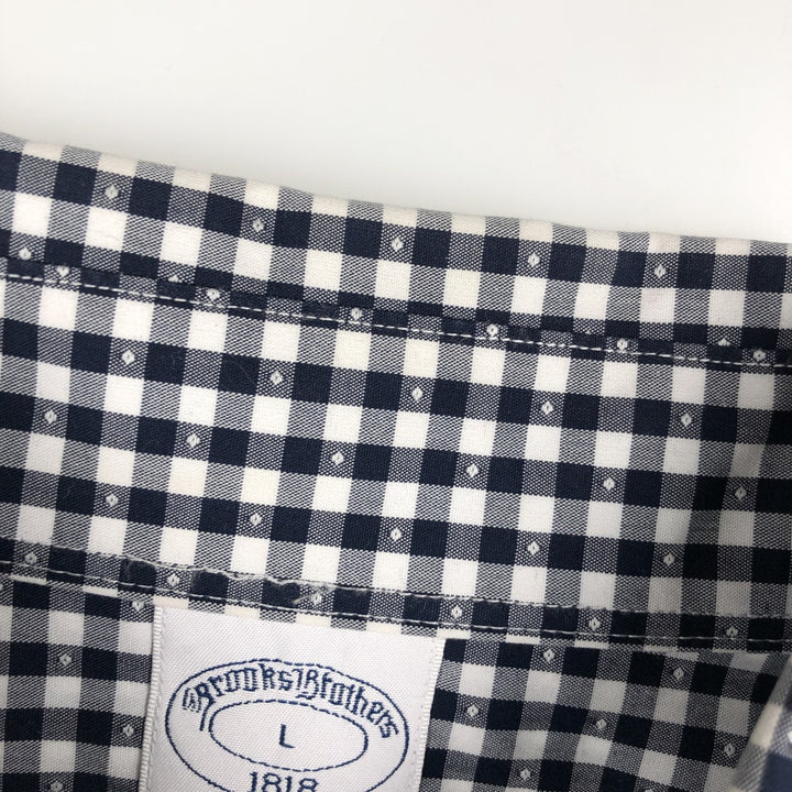 Brooks Brothers Est.1818 REGENT FIT Gingham Check Long-Sleeve Button-Down Check Shirt, Men's Size L (approx.) cotton black type Vintage Second Hand