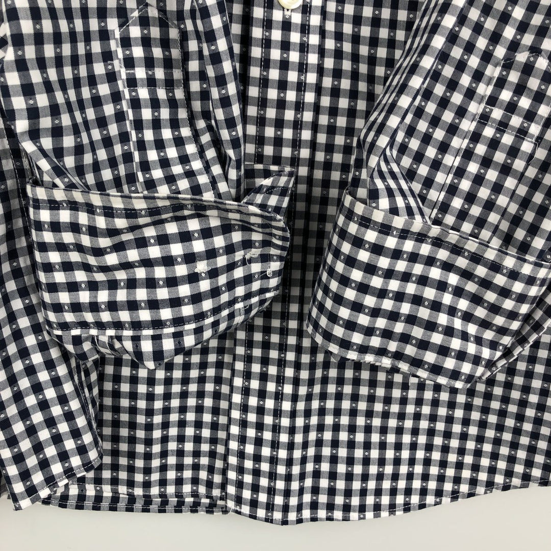Brooks Brothers Est.1818 REGENT FIT Gingham Check Long-Sleeve Button-Down Check Shirt, Men's Size L (approx.) cotton black type Vintage Second Hand
