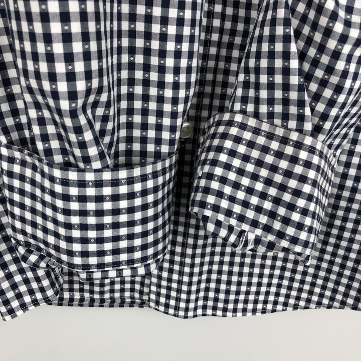 Brooks Brothers Est.1818 REGENT FIT Gingham Check Long-Sleeve Button-Down Check Shirt, Men's Size L (approx.) cotton black type Vintage Second Hand