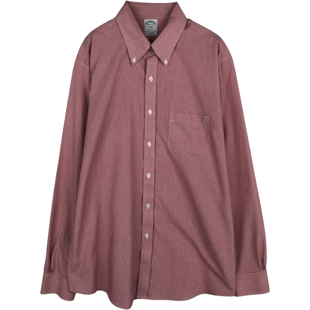 Brooks Brothers 1818 REGENT Gingham Check Long-Sleeve Button-Down Check Shirt, Men's Size L (approx.) cotton red type Vintage Second Hand