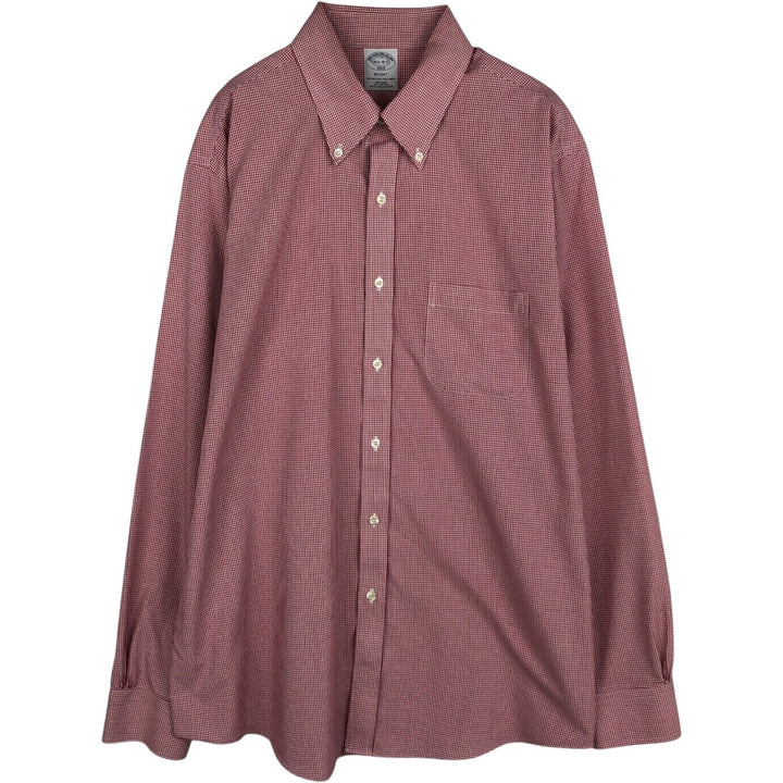 Brooks Brothers 1818 REGENT Gingham Check Long-Sleeve Button-Down Check Shirt, Men's Size L (approx.) cotton red type Vintage Second Hand