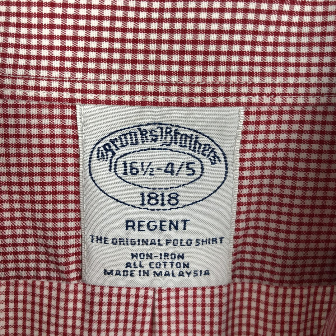 Brooks Brothers 1818 REGENT Gingham Check Long-Sleeve Button-Down Check Shirt, Men's Size L (approx.) cotton red type Vintage Second Hand