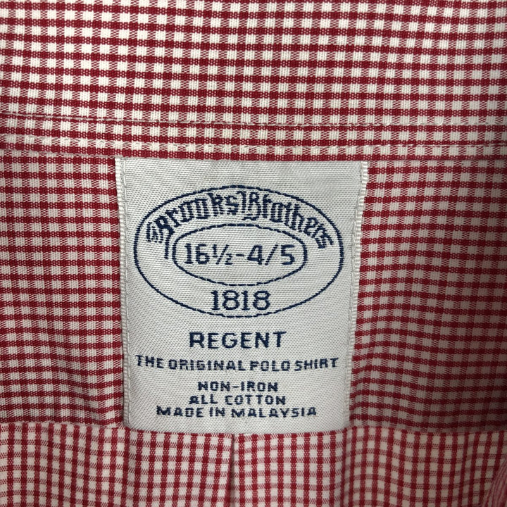 Brooks Brothers 1818 REGENT Gingham Check Long-Sleeve Button-Down Check Shirt, Men's Size L (approx.) cotton red type Vintage Second Hand