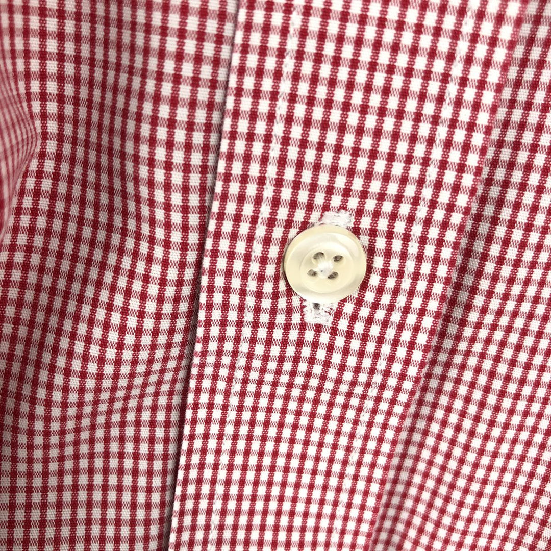Brooks Brothers 1818 REGENT Gingham Check Long-Sleeve Button-Down Check Shirt, Men's Size L (approx.) cotton red type Vintage Second Hand