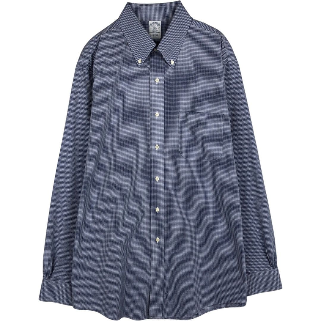 Brooks Brothers 1818 REGENT Long Sleeve Button-Down Check Shirt, Men's Size L cotton blue type Vintage Second Hand