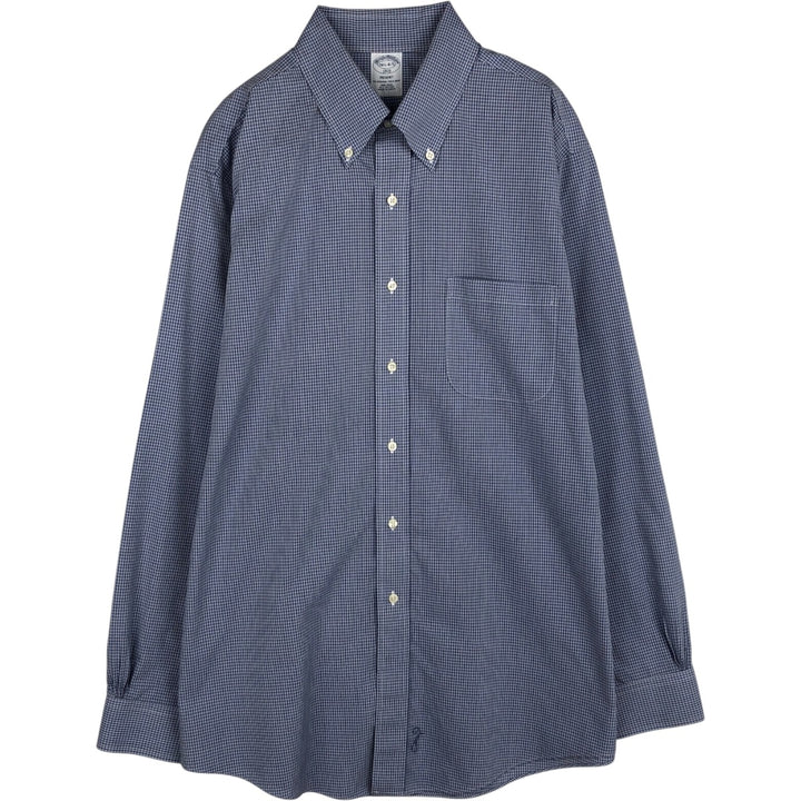 Brooks Brothers 1818 REGENT Long Sleeve Button-Down Check Shirt, Men's Size L cotton blue type Vintage Second Hand