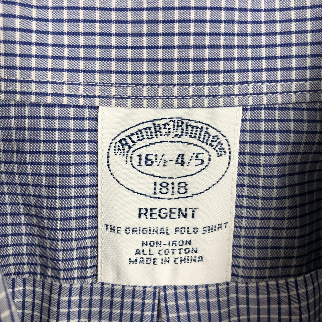 Brooks Brothers 1818 REGENT Long Sleeve Button-Down Check Shirt, Men's Size L cotton blue type Vintage Second Hand