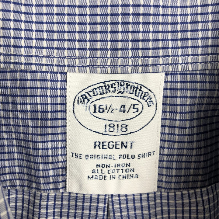 Brooks Brothers 1818 REGENT Long Sleeve Button-Down Check Shirt, Men's Size L cotton blue type Vintage Second Hand