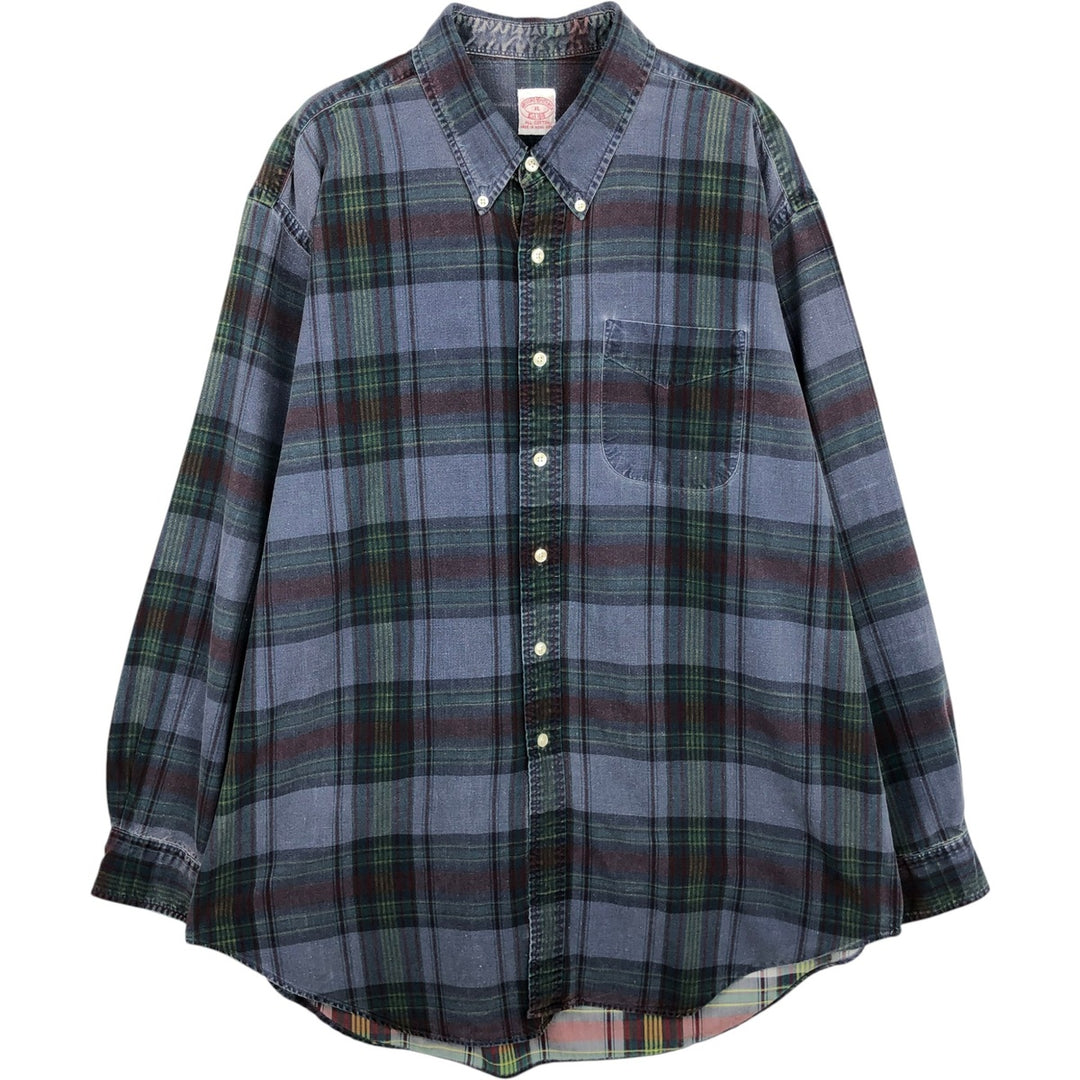Brooks Brothers Est.1818 Long Sleeve Button-Down Check Shirt, Men's XL cotton navy blue type Vintage Second Hand