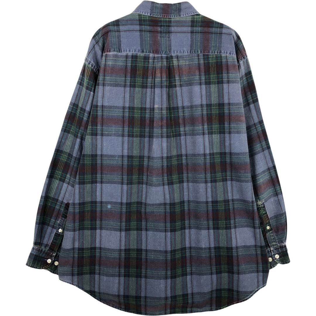 Brooks Brothers Est.1818 Long Sleeve Button-Down Check Shirt, Men's XL cotton navy blue type Vintage Second Hand