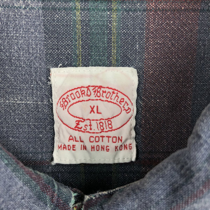 Brooks Brothers Est.1818 Long Sleeve Button-Down Check Shirt, Men's XL cotton navy blue type Vintage Second Hand
