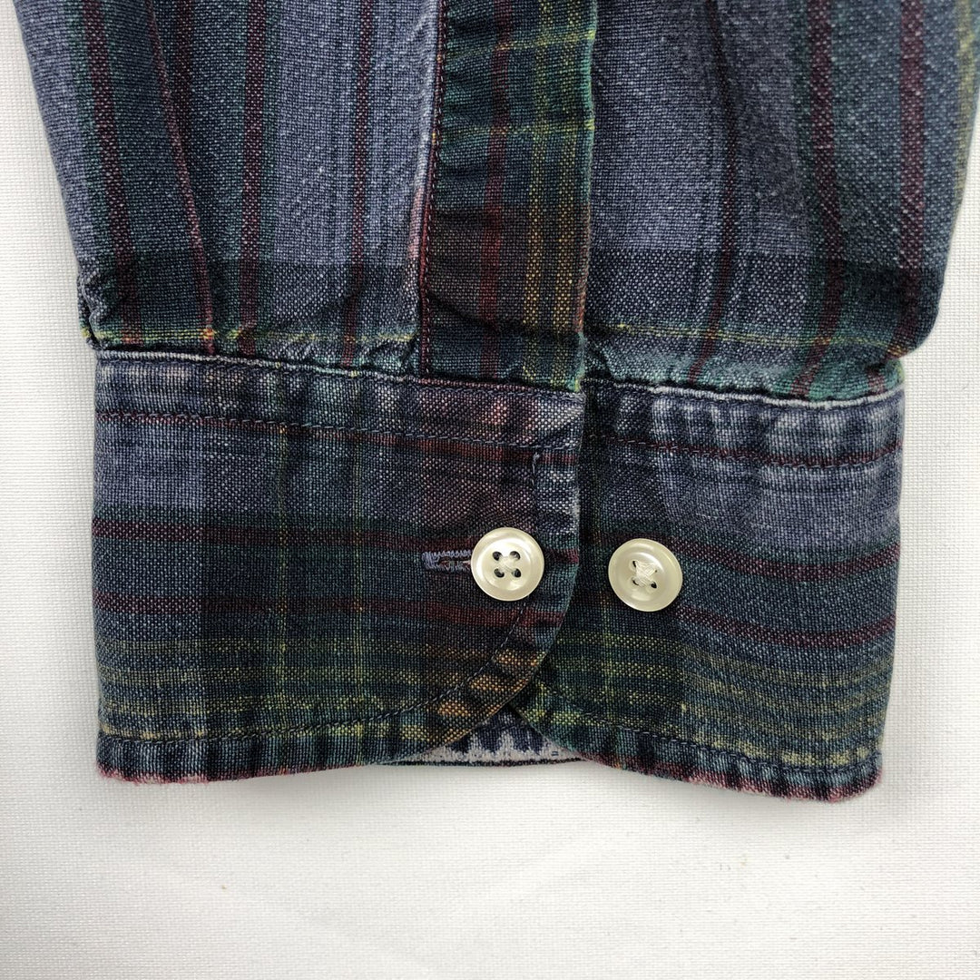 Brooks Brothers Est.1818 Long Sleeve Button-Down Check Shirt, Men's XL cotton navy blue type Vintage Second Hand