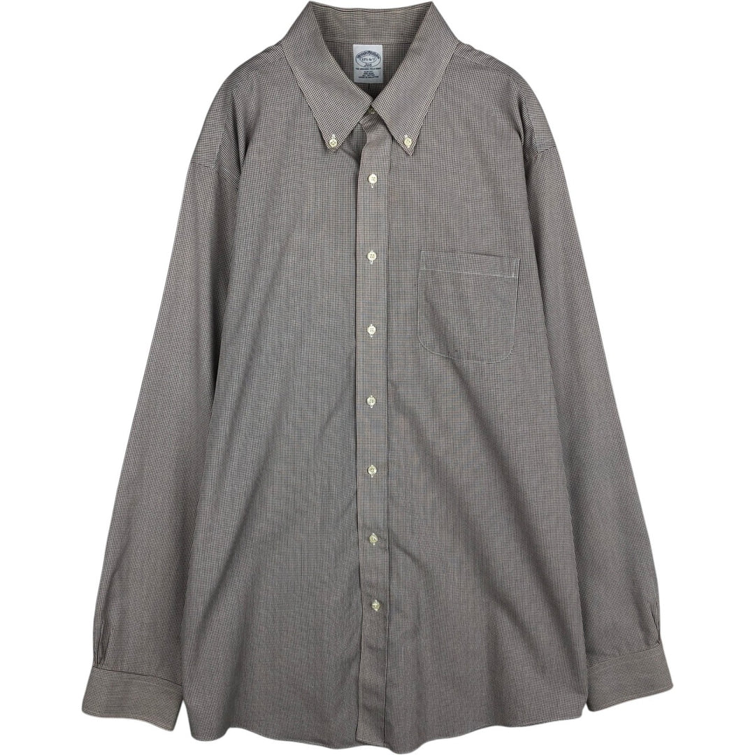 Brooks Brothers 346 Long Sleeve Button-Down Check Shirt, Men's XL cotton brown type Vintage Second Hand