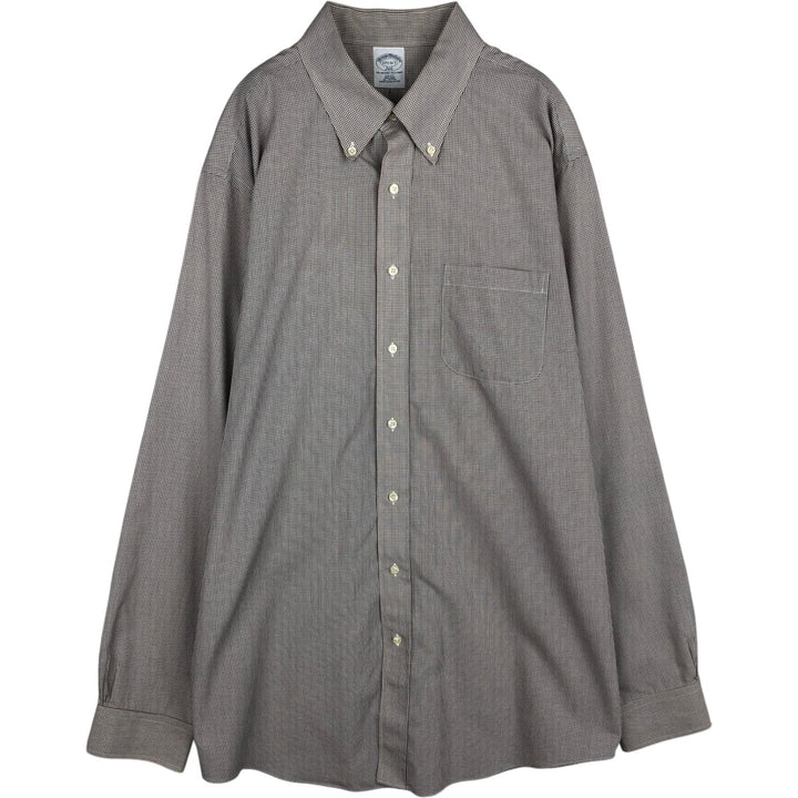 Brooks Brothers 346 Long Sleeve Button-Down Check Shirt, Men's XL cotton brown type Vintage Second Hand