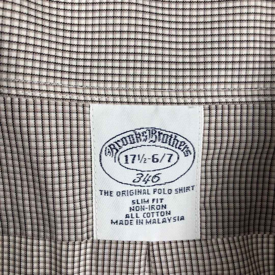 Brooks Brothers 346 Long Sleeve Button-Down Check Shirt, Men's XL cotton brown type Vintage Second Hand