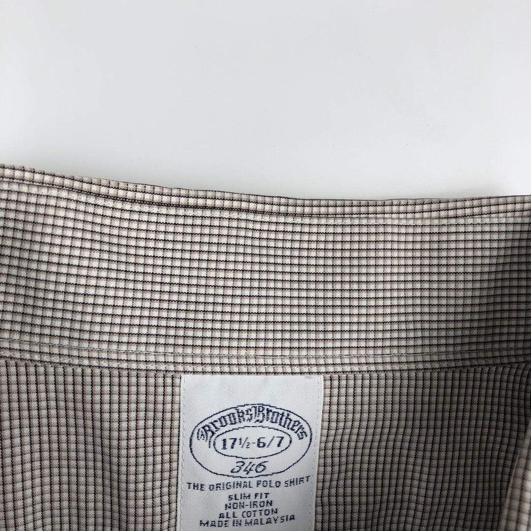 Brooks Brothers 346 Long Sleeve Button-Down Check Shirt, Men's XL cotton brown type Vintage Second Hand
