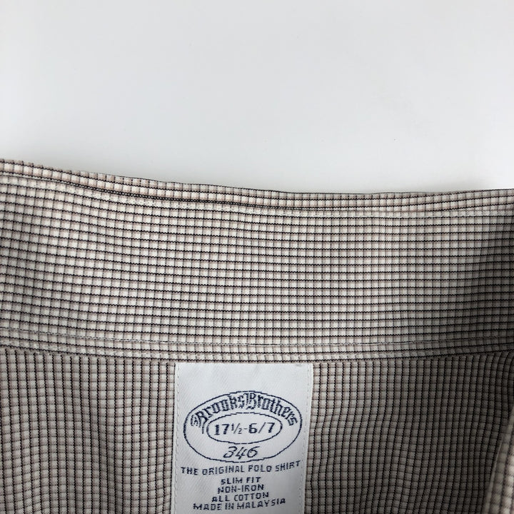 Brooks Brothers 346 Long Sleeve Button-Down Check Shirt, Men's XL cotton brown type Vintage Second Hand