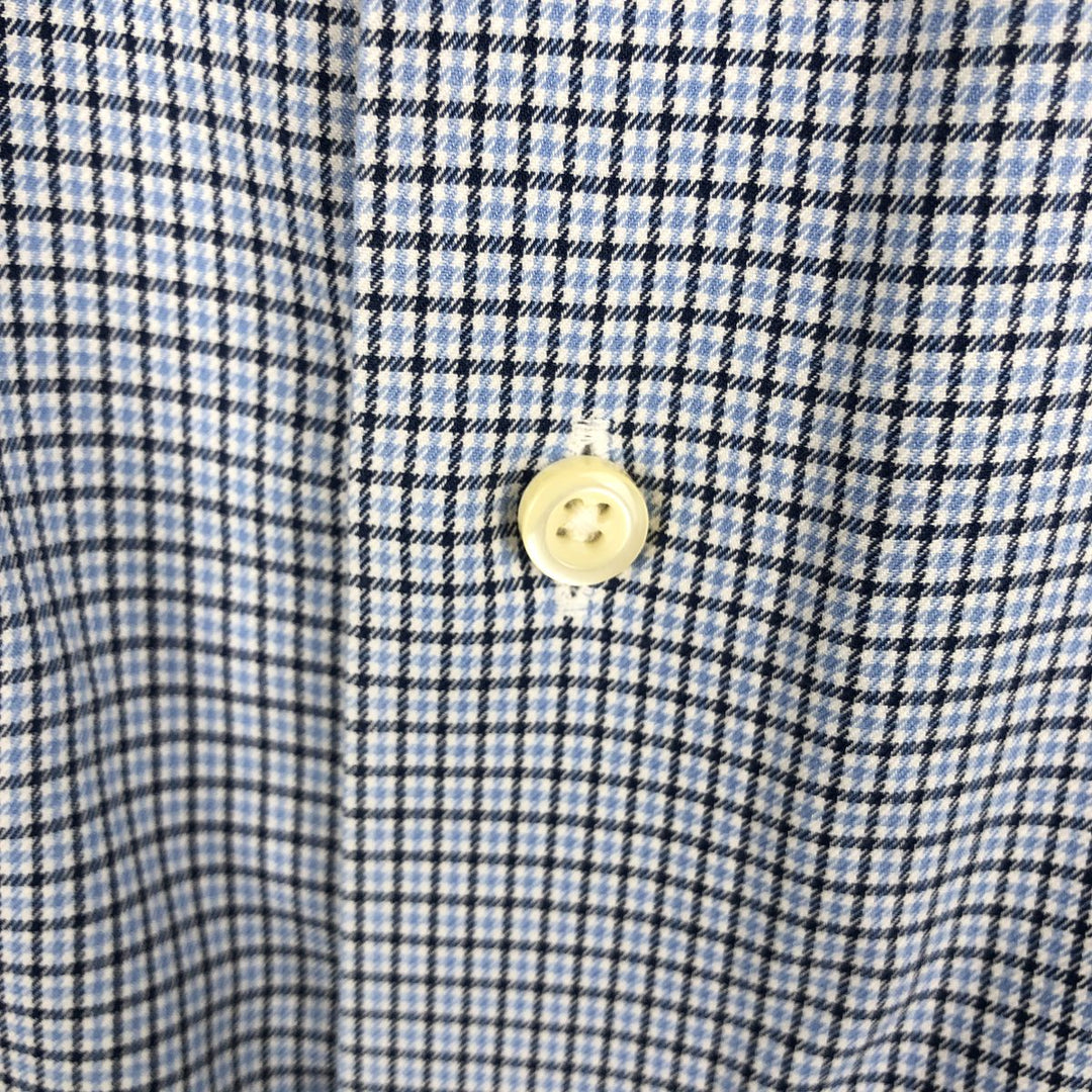Brooks Brothers Est.1818 Wide Collar Long Sleeve Cotton Check Shirt Men's Size L Supima Cotton blue type Vintage Second Hand