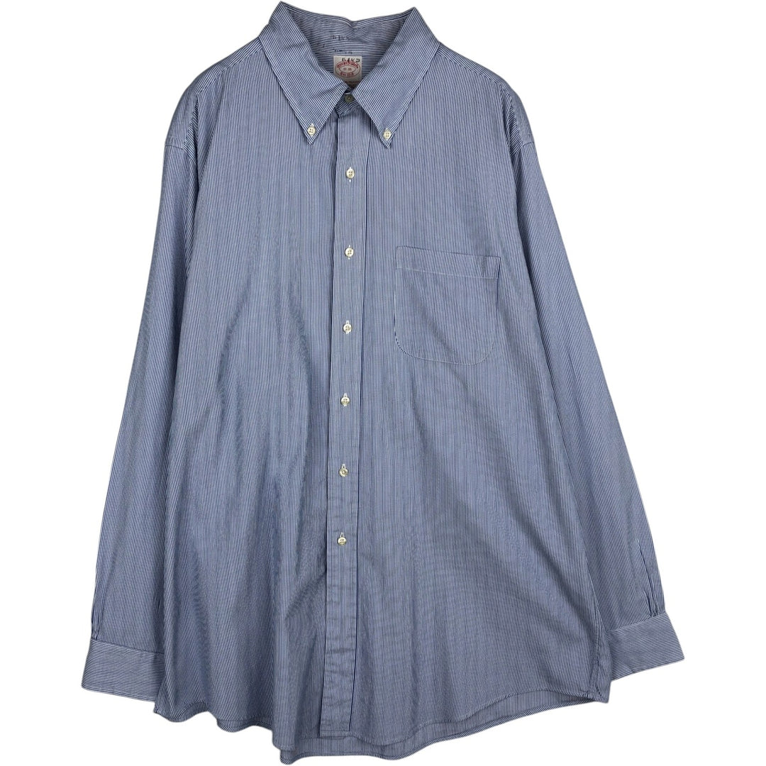 Brooks Brothers Est.1818 Long Sleeve Button-Down Striped Shirt, Men's XL cotton blue type Vintage Second Hand