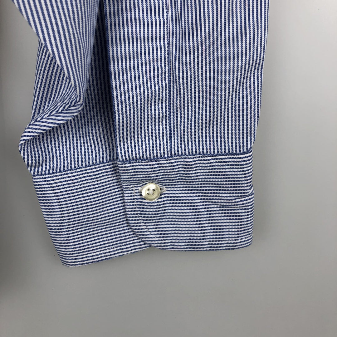 Brooks Brothers Est.1818 Long Sleeve Button-Down Striped Shirt, Men's XL cotton blue type Vintage Second Hand