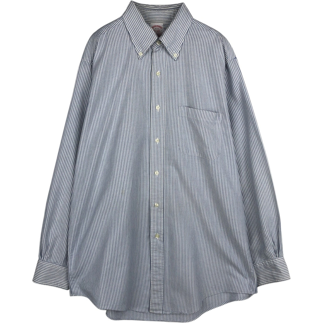 Brooks Brothers Est.1818 Long Sleeve Button-Down Striped Shirt Made in USA Men's Size L Supima Cotton blue type Vintage Second Hand