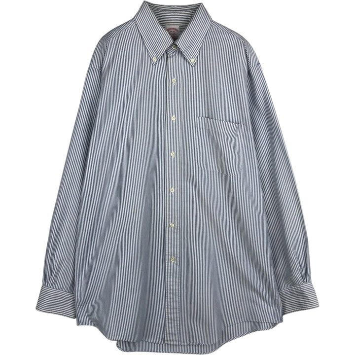 Brooks Brothers Est.1818 Long Sleeve Button-Down Striped Shirt Made in USA Men's Size L Supima Cotton blue type Vintage Second Hand