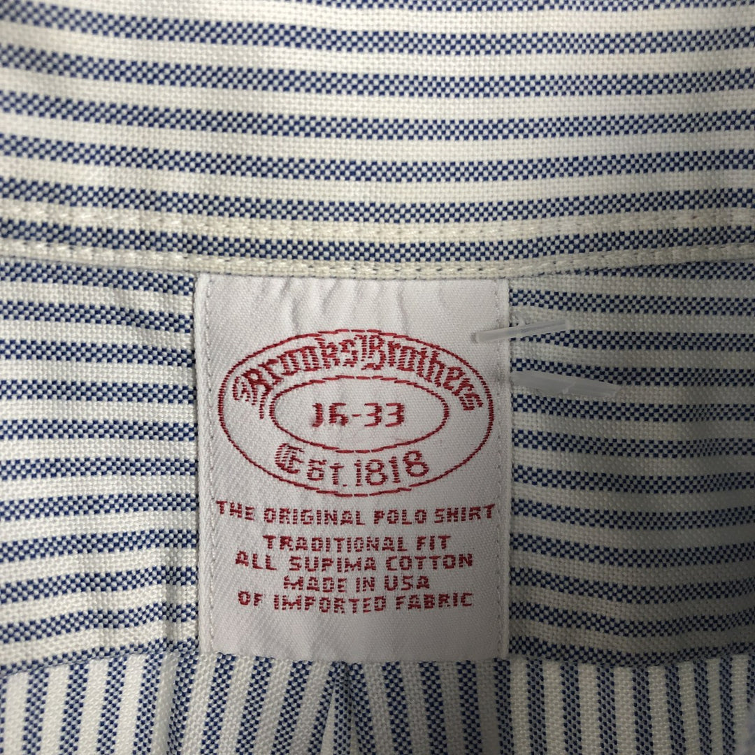 Brooks Brothers Est.1818 Long Sleeve Button-Down Striped Shirt Made in USA Men's Size L Supima Cotton blue type Vintage Second Hand