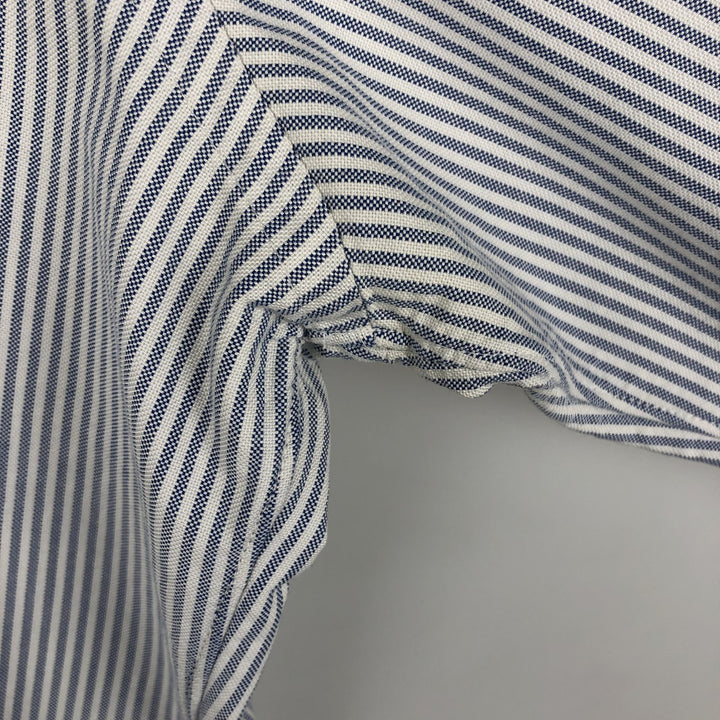 Brooks Brothers Est.1818 Long Sleeve Button-Down Striped Shirt Made in USA Men's Size L Supima Cotton blue type Vintage Second Hand