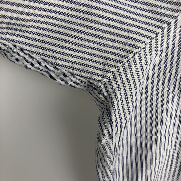 Brooks Brothers Est.1818 Long Sleeve Button-Down Striped Shirt Made in USA Men's Size L Supima Cotton blue type Vintage Second Hand