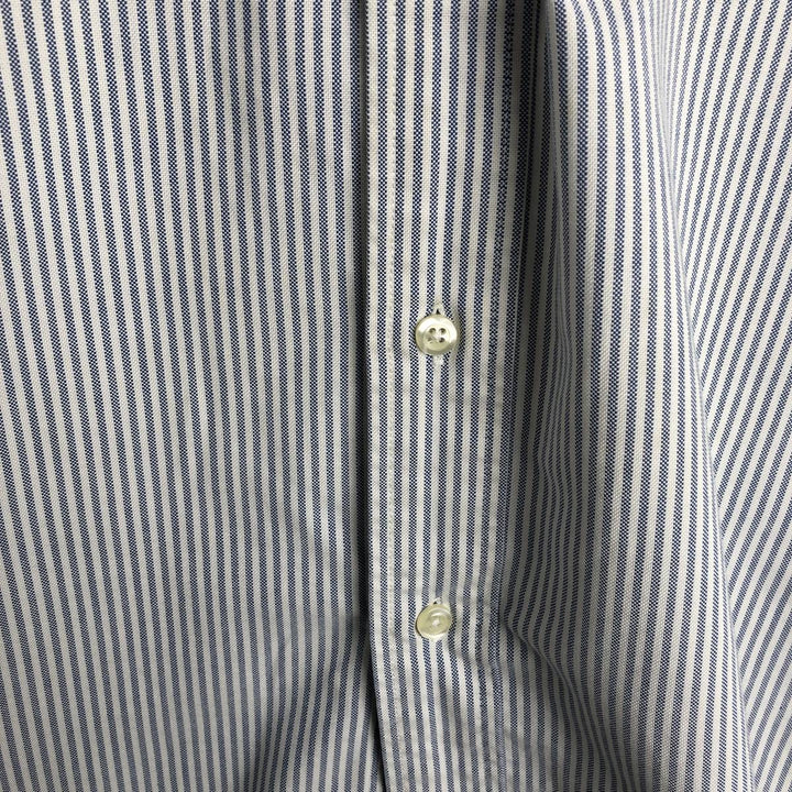 Brooks Brothers Est.1818 Long Sleeve Button-Down Striped Shirt Made in USA Men's Size L Supima Cotton blue type Vintage Second Hand