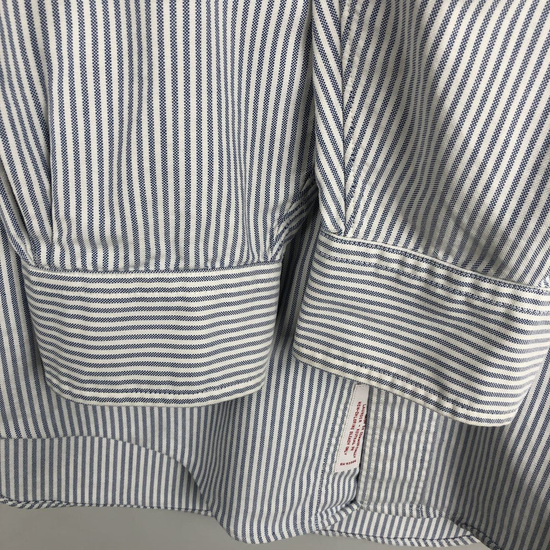Brooks Brothers Est.1818 Long Sleeve Button-Down Striped Shirt Made in USA Men's Size L Supima Cotton blue type Vintage Second Hand