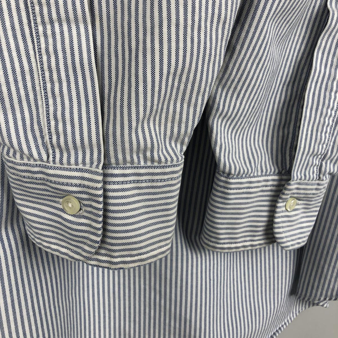 Brooks Brothers Est.1818 Long Sleeve Button-Down Striped Shirt Made in USA Men's Size L Supima Cotton blue type Vintage Second Hand