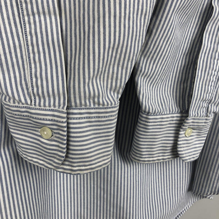 Brooks Brothers Est.1818 Long Sleeve Button-Down Striped Shirt Made in USA Men's Size L Supima Cotton blue type Vintage Second Hand