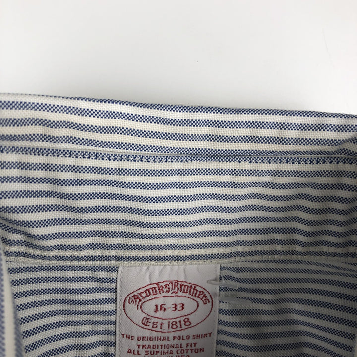 Brooks Brothers Est.1818 Long Sleeve Button-Down Striped Shirt Made in USA Men's Size L Supima Cotton blue type Vintage Second Hand