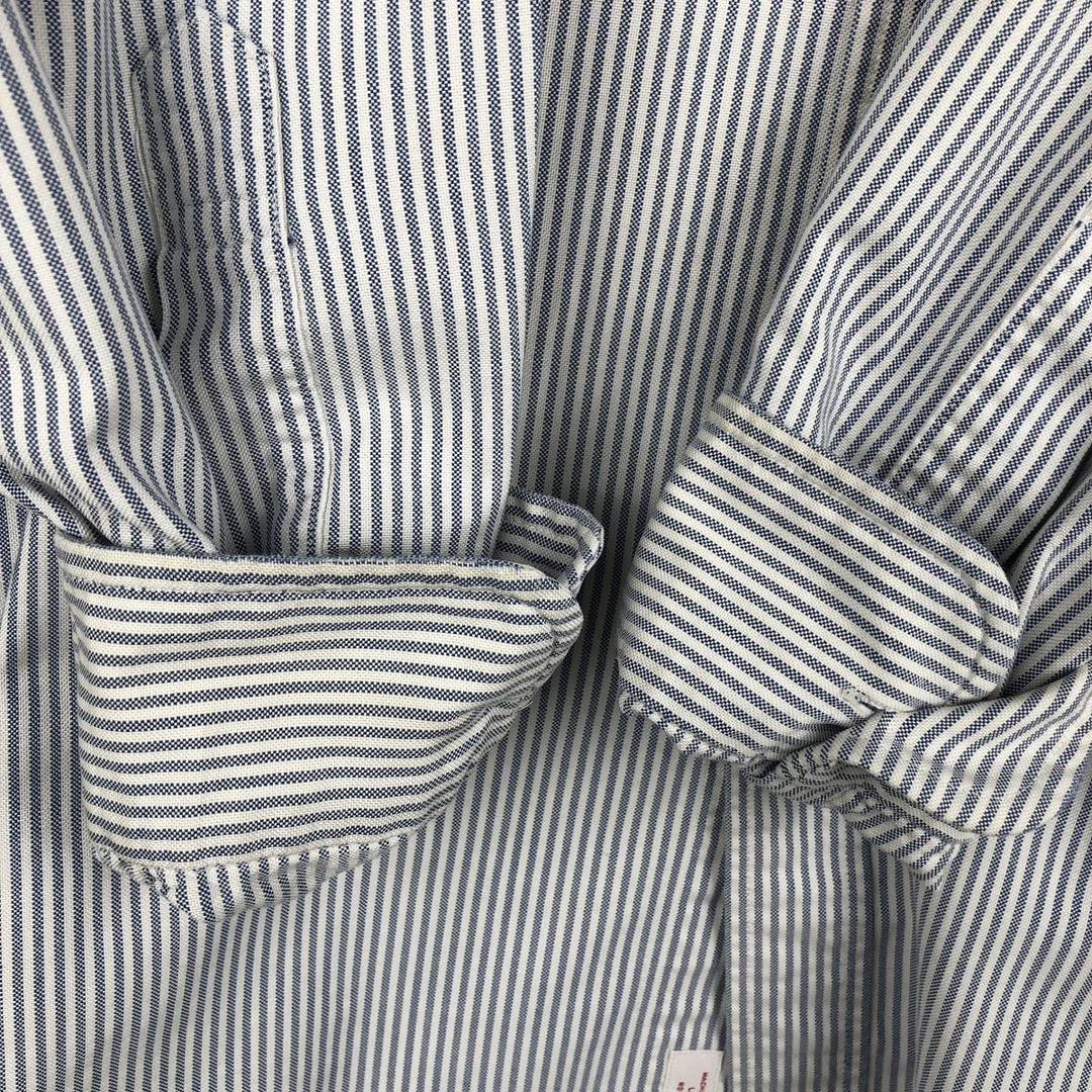 Brooks Brothers Est.1818 Long Sleeve Button-Down Striped Shirt Made in USA Men's Size L Supima Cotton blue type Vintage Second Hand