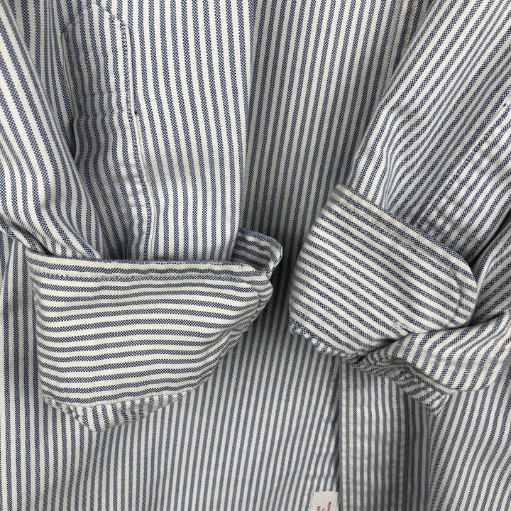 Brooks Brothers Est.1818 Long Sleeve Button-Down Striped Shirt Made in USA Men's Size L Supima Cotton blue type Vintage Second Hand
