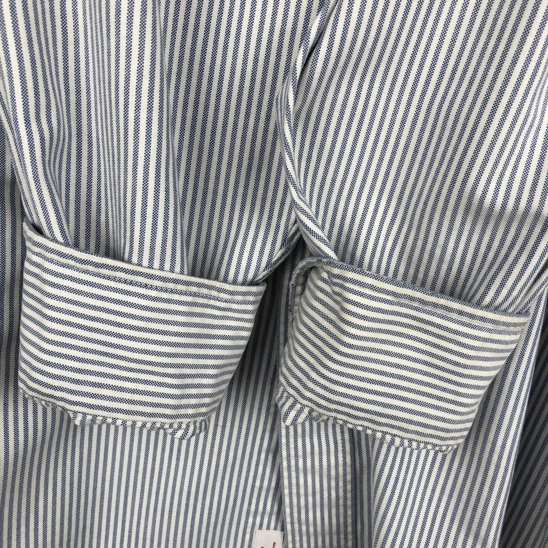 Brooks Brothers Est.1818 Long Sleeve Button-Down Striped Shirt Made in USA Men's Size L Supima Cotton blue type Vintage Second Hand