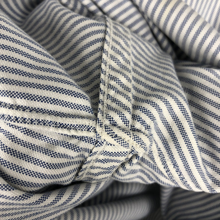 Brooks Brothers Est.1818 Long Sleeve Button-Down Striped Shirt Made in USA Men's Size L Supima Cotton blue type Vintage Second Hand