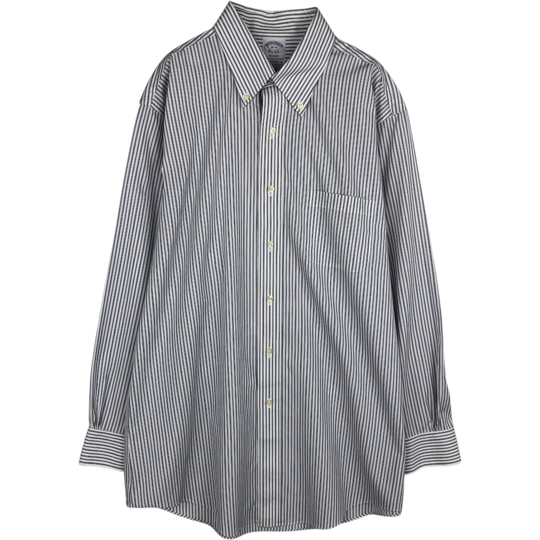 Brooks Brothers Est.1818 REGENT Long Sleeve Button-Down Striped Shirt, Men's Size L Supima Cotton white type Vintage Second Hand