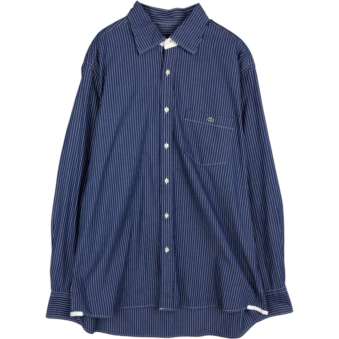 Lacoste LACOSTE Long Sleeve Striped Shirt Men's Size L unclear blue type Vintage Second Hand