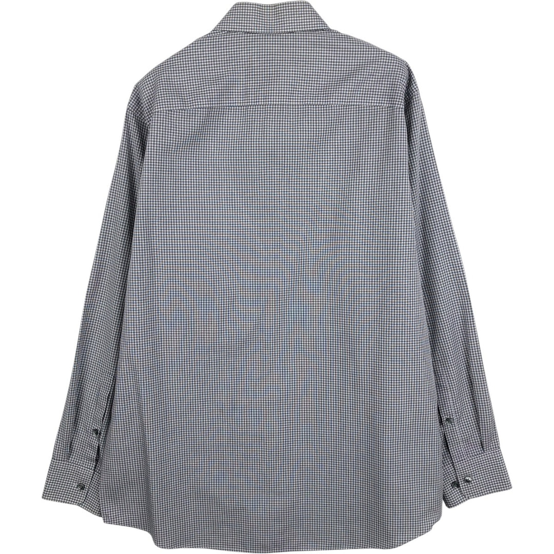 Calvin Klein long-sleeved cotton check shirt, men's size M cotton white type Vintage Second Hand