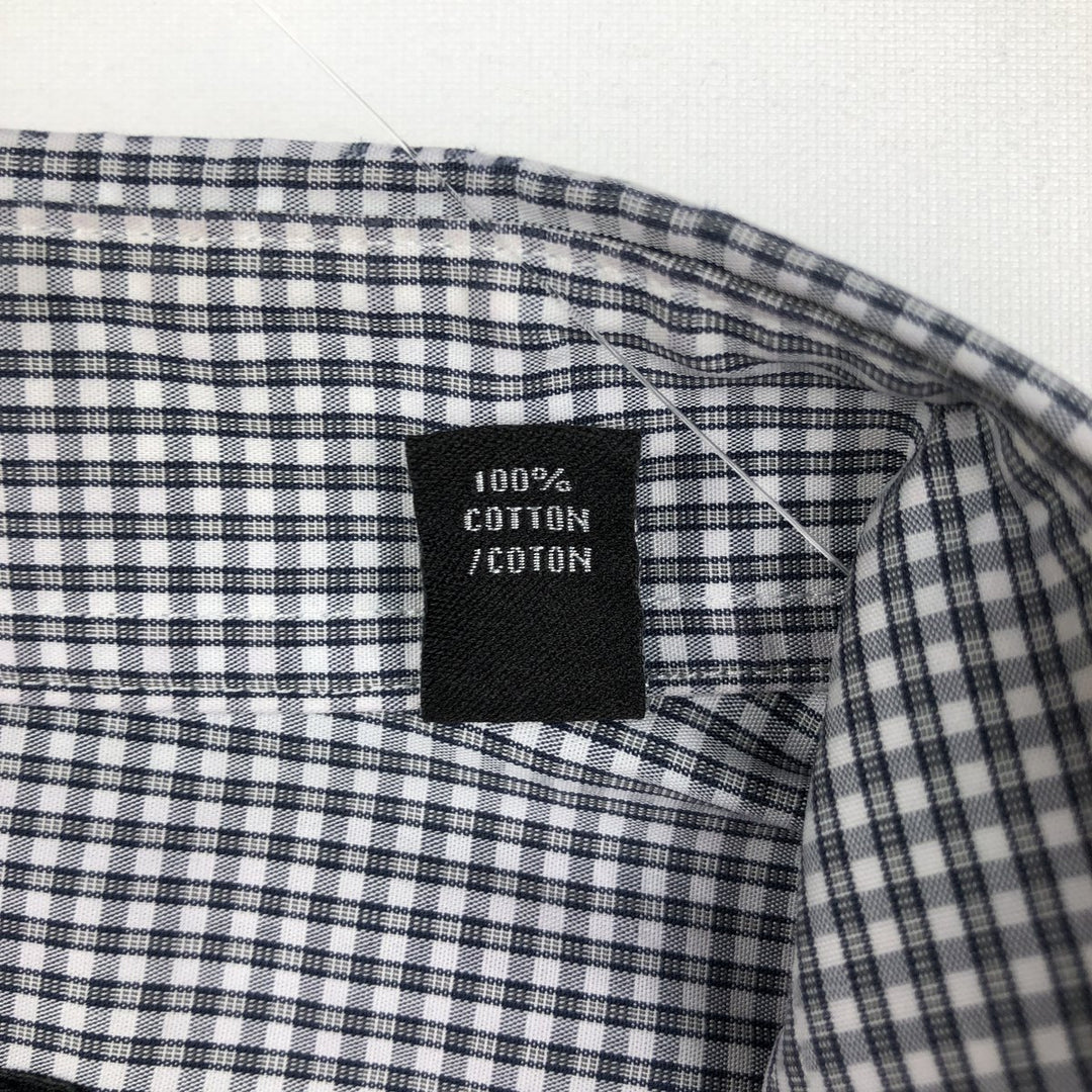 Calvin Klein long-sleeved cotton check shirt, men's size M cotton white type Vintage Second Hand