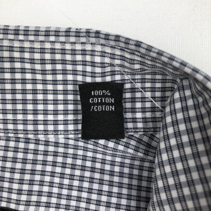 Calvin Klein long-sleeved cotton check shirt, men's size M cotton white type Vintage Second Hand
