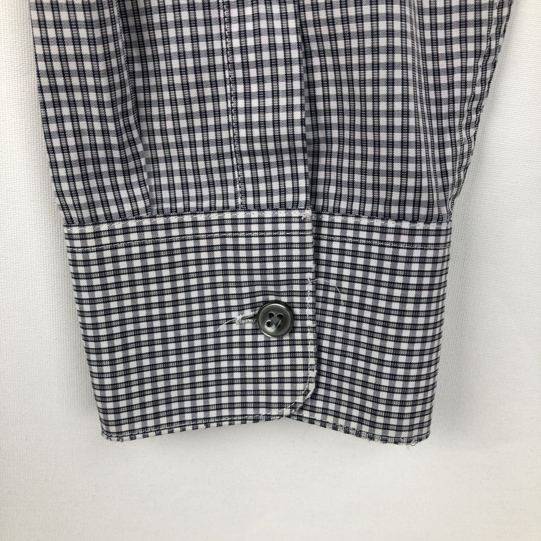 Calvin Klein long-sleeved cotton check shirt, men's size M cotton white type Vintage Second Hand
